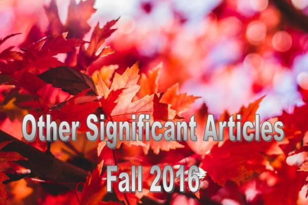 Fall 2016: Other Significant Articles